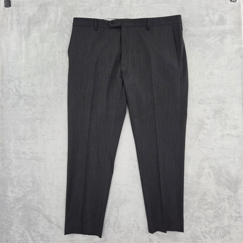 Zanella Noah Dress Pants Mens US 42x30.5 Wool Stretch Dark Grey Luxury Trousers